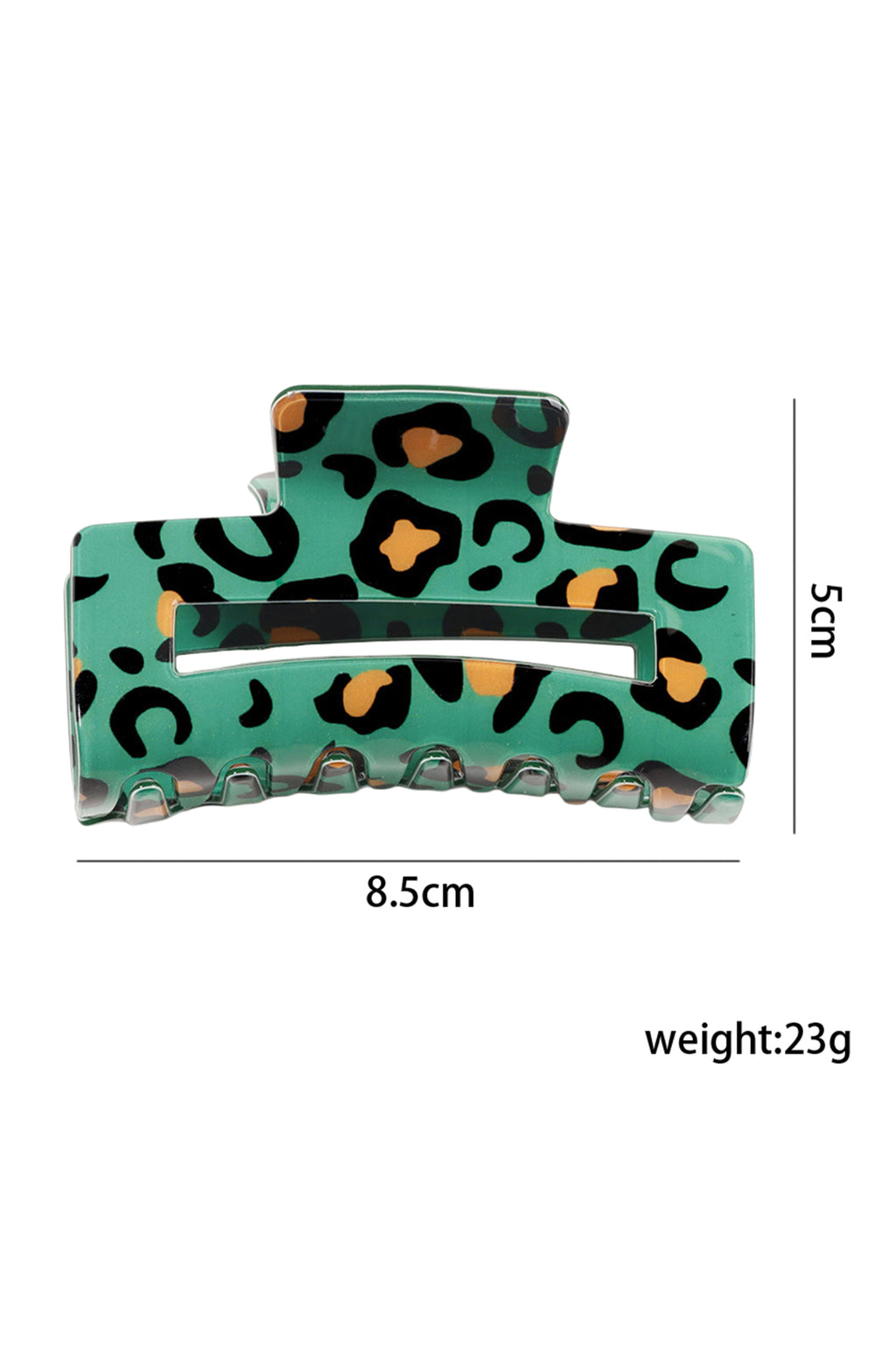 Dark Green Leopard Print Square Hollowed Plastic Hair Claw Clip