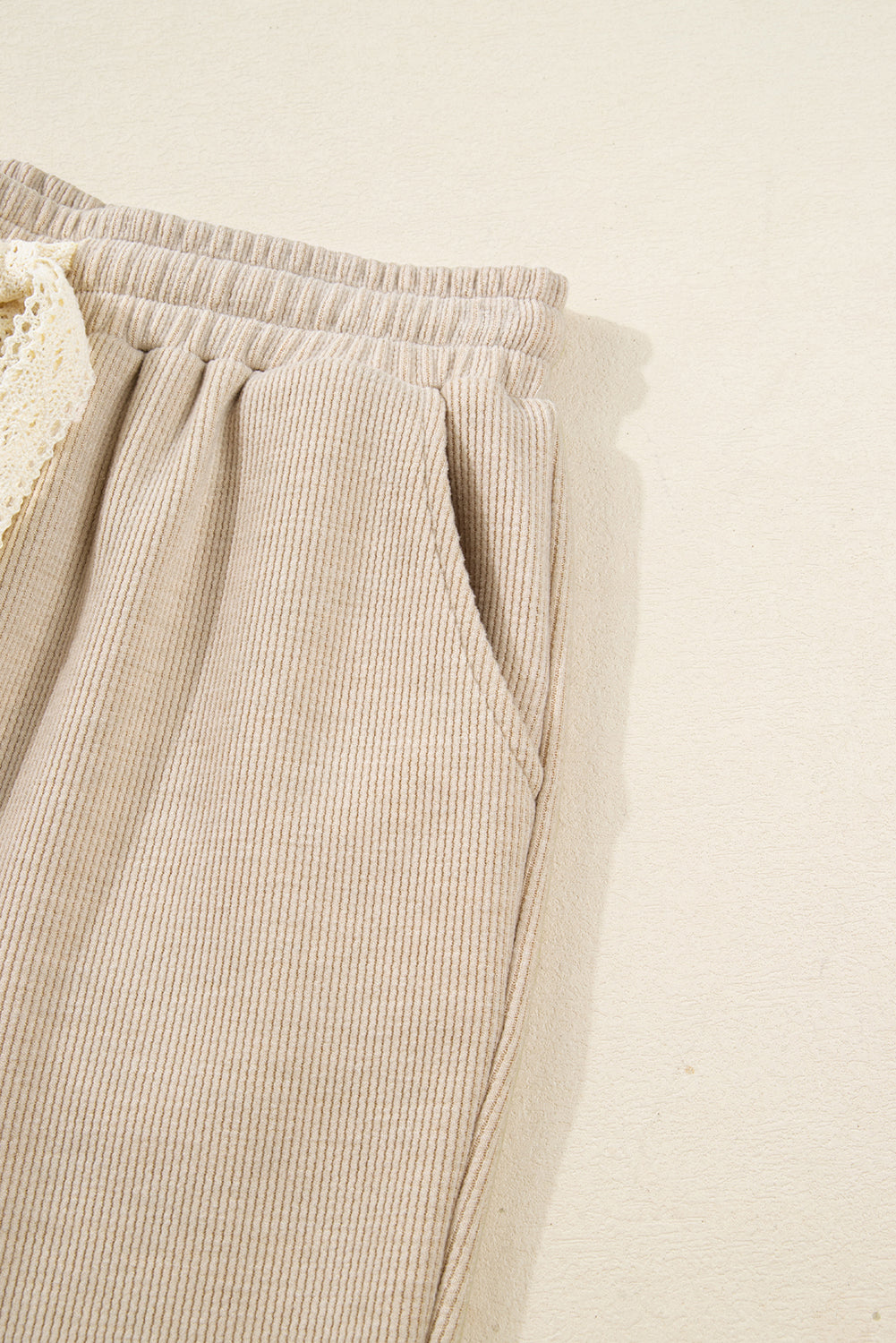 Gray Morn Corduroy Leopard Drawstring High Waist Trousers