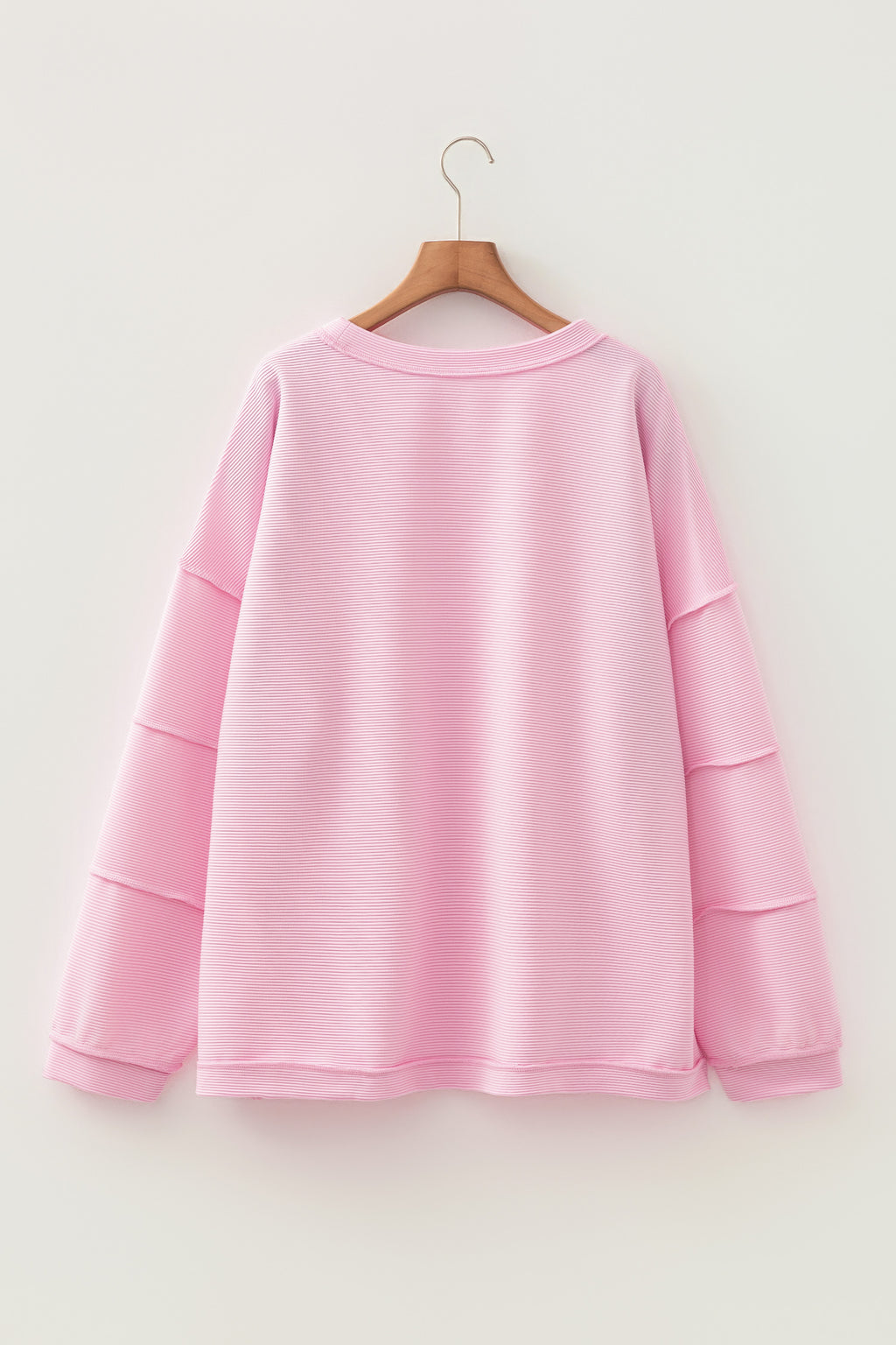 Lavendula Horizontal Ribbed Exposed Seam Detail Drop Shoulder Baggy Pullover