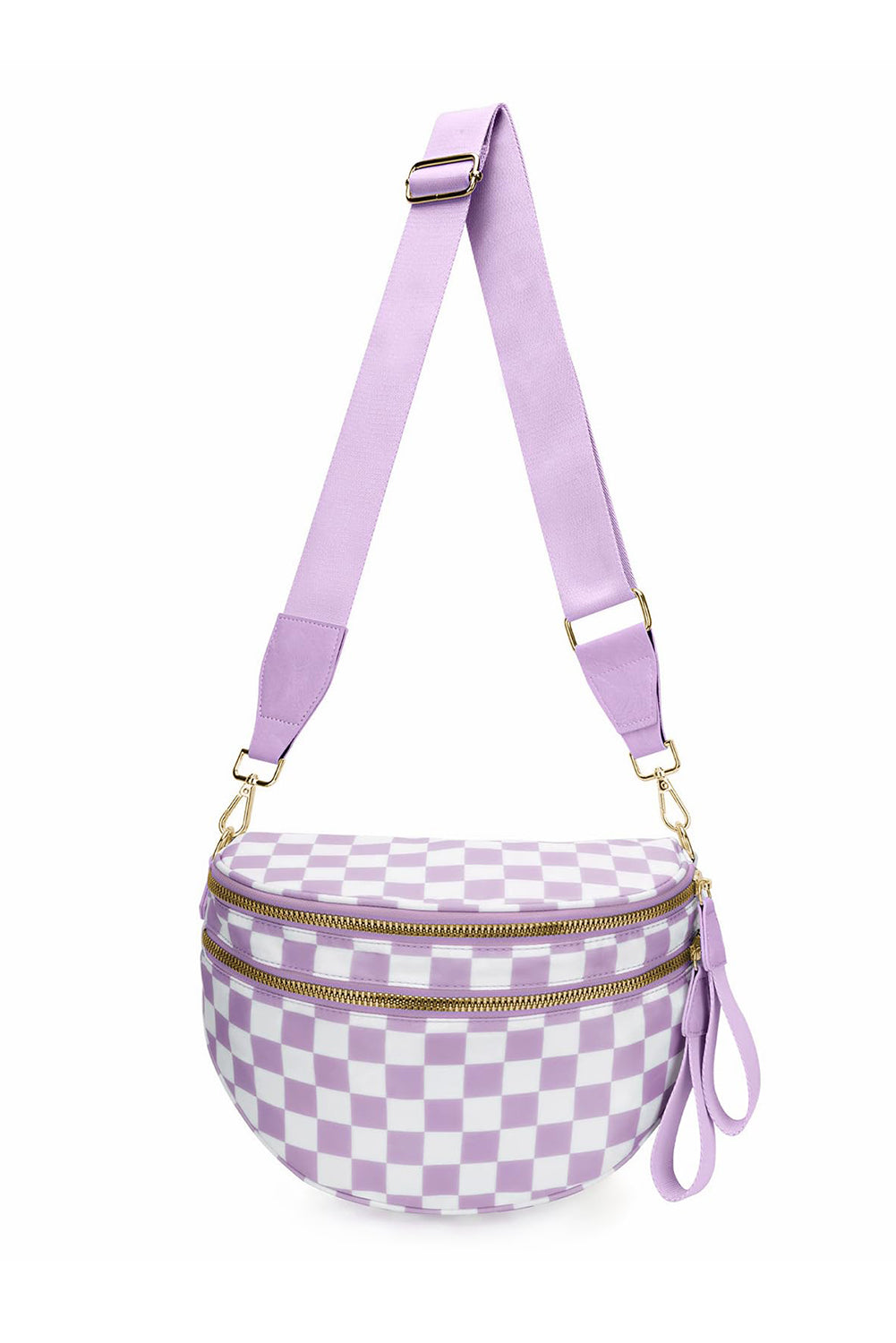 Jungle Green Double Zip Crescent Shape Adjustable Sling Bag