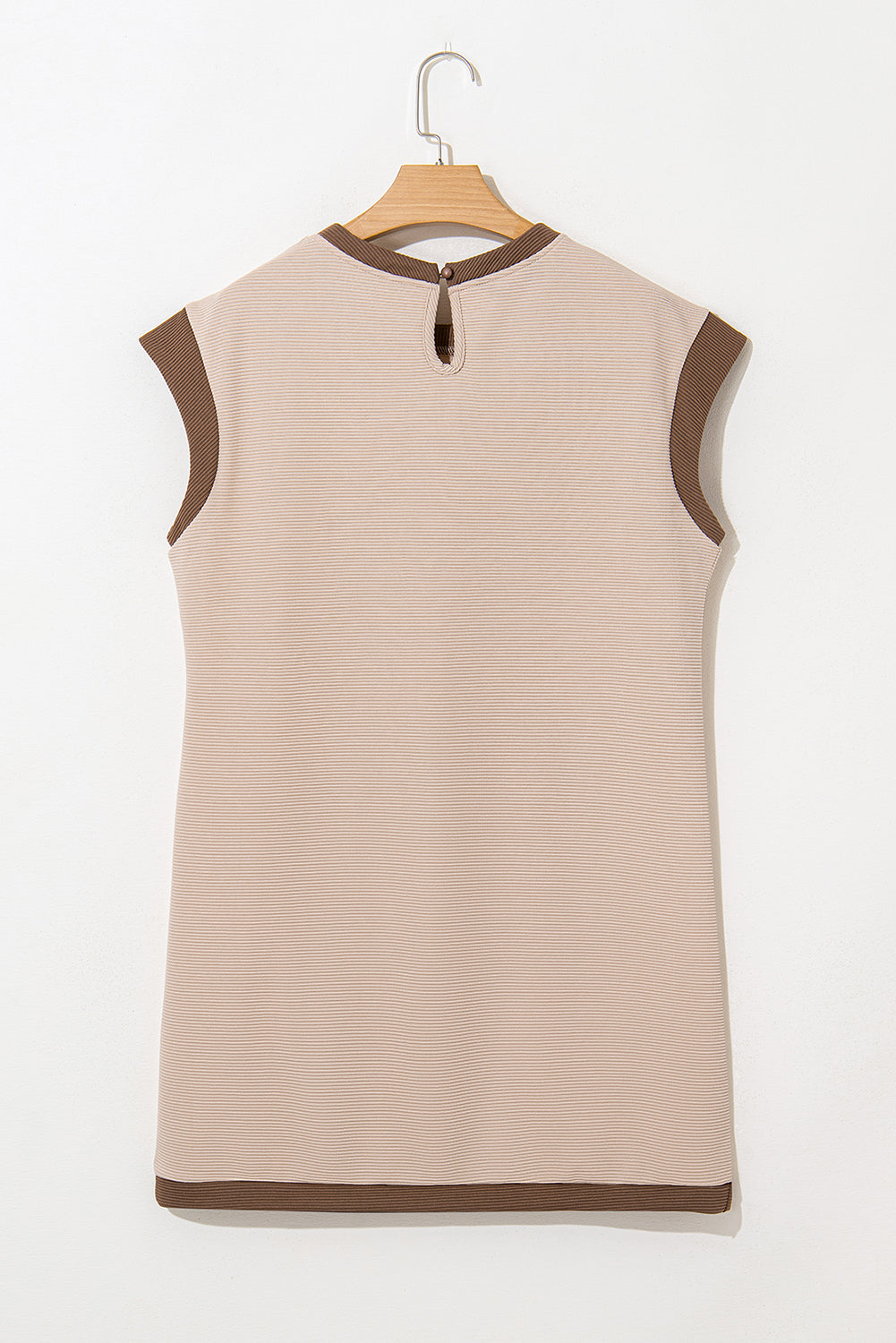 Parchment Stylish Textured Color Block Trim Shift Mini Dress