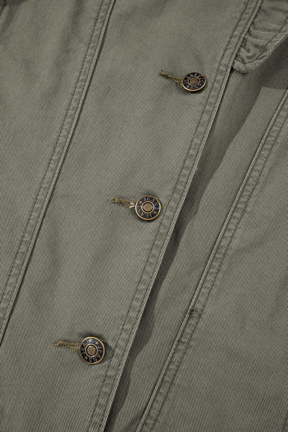 Pale Khaki Ruffled Patchwork Denim Jacket Vest