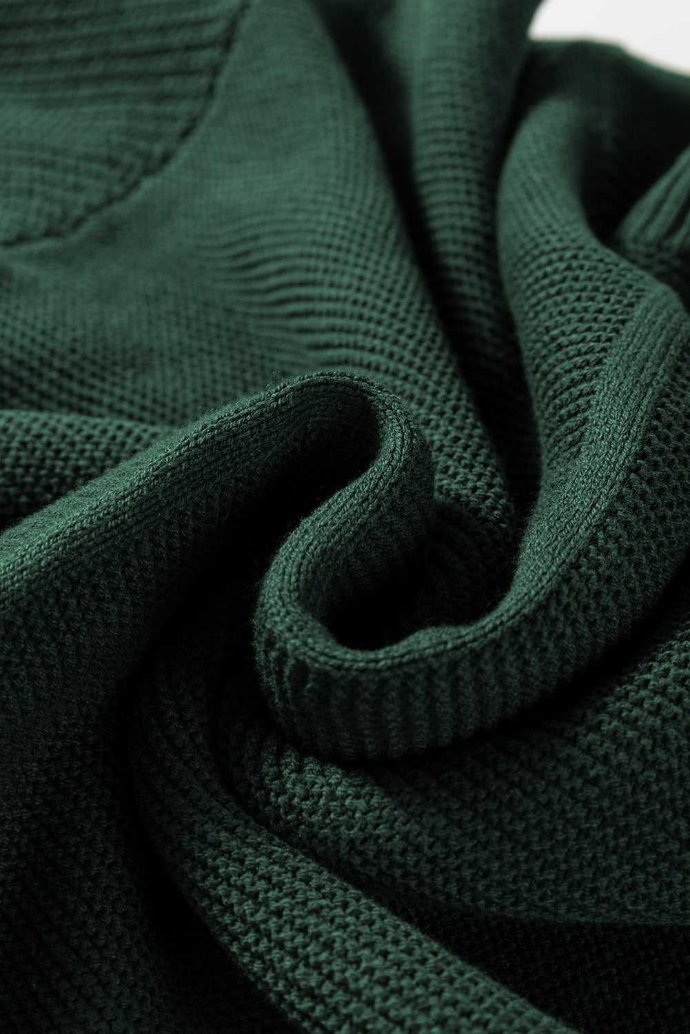 Dirty blue Solid Color Front Seam Drop Shoulder Loose Sweater