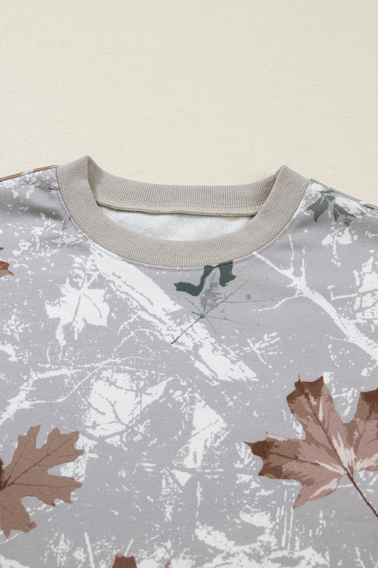 Beige Camo Print Baggy Drawstring Jogger Sweatpants
