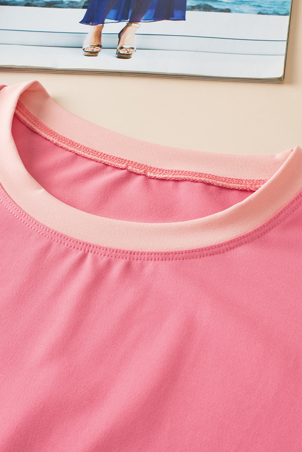 White Color Block Detail Casual Two-piece Set