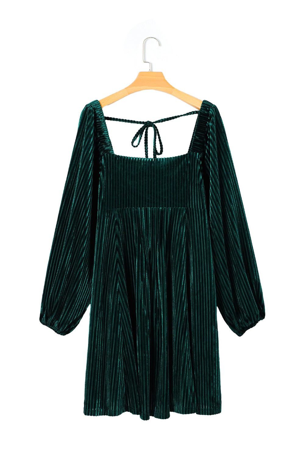 Red Tie Back Square Neck Velvet Babydoll Dress