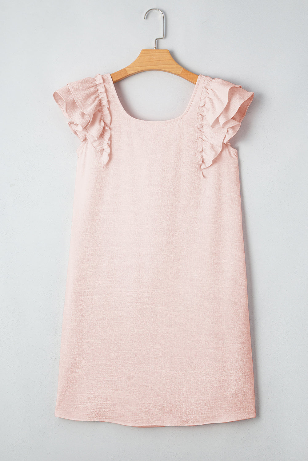 Beau Blue Textured Bow Knot Frilled Butterfly Sleeve Blouse