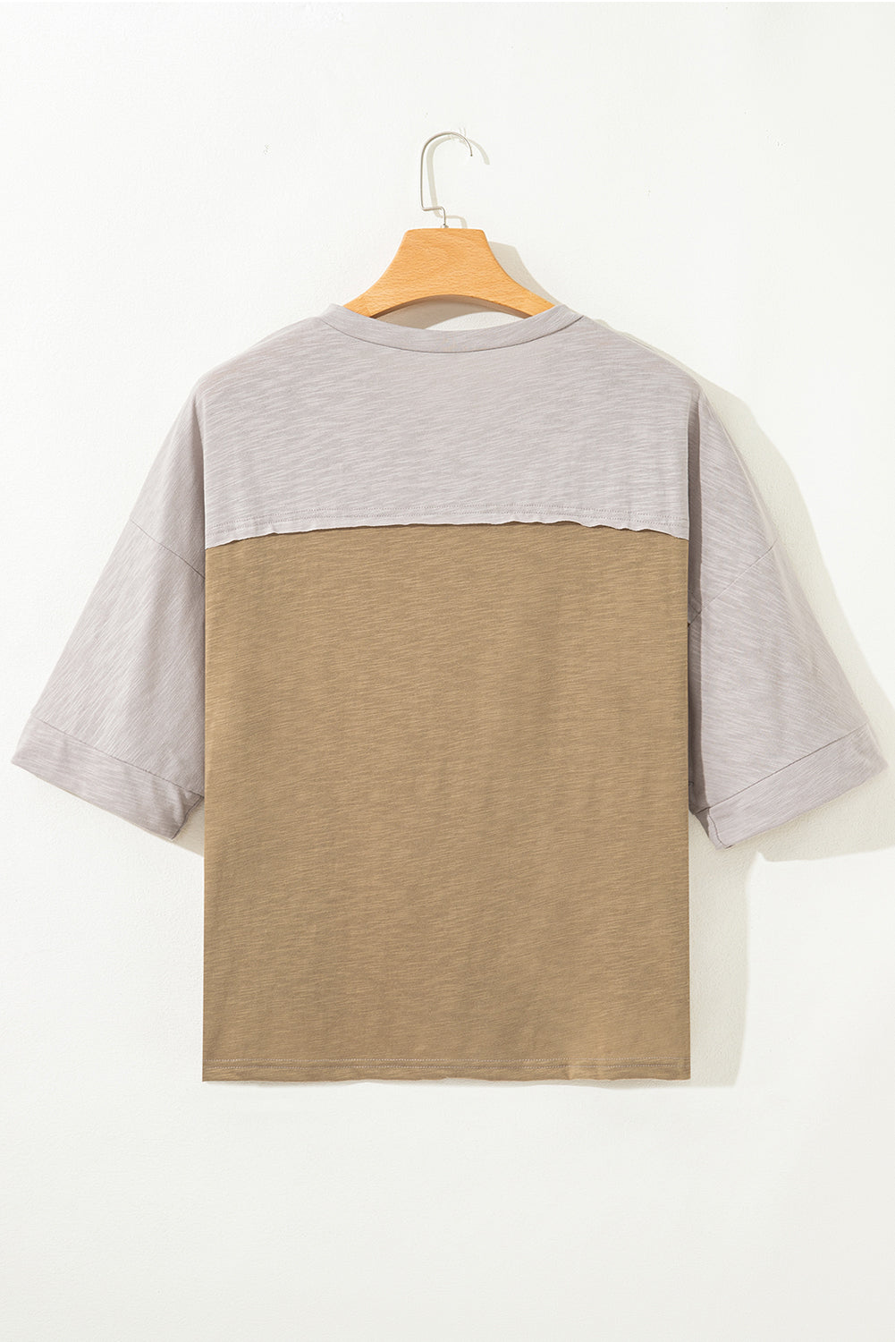 Light Blue Flower Patched Exposed Seam Bracelet Sleeve Oversized T Shirt