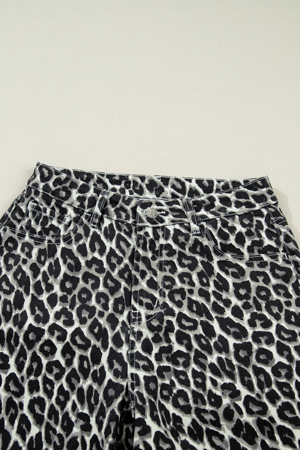 Black Leopard Print Barrel Jeans