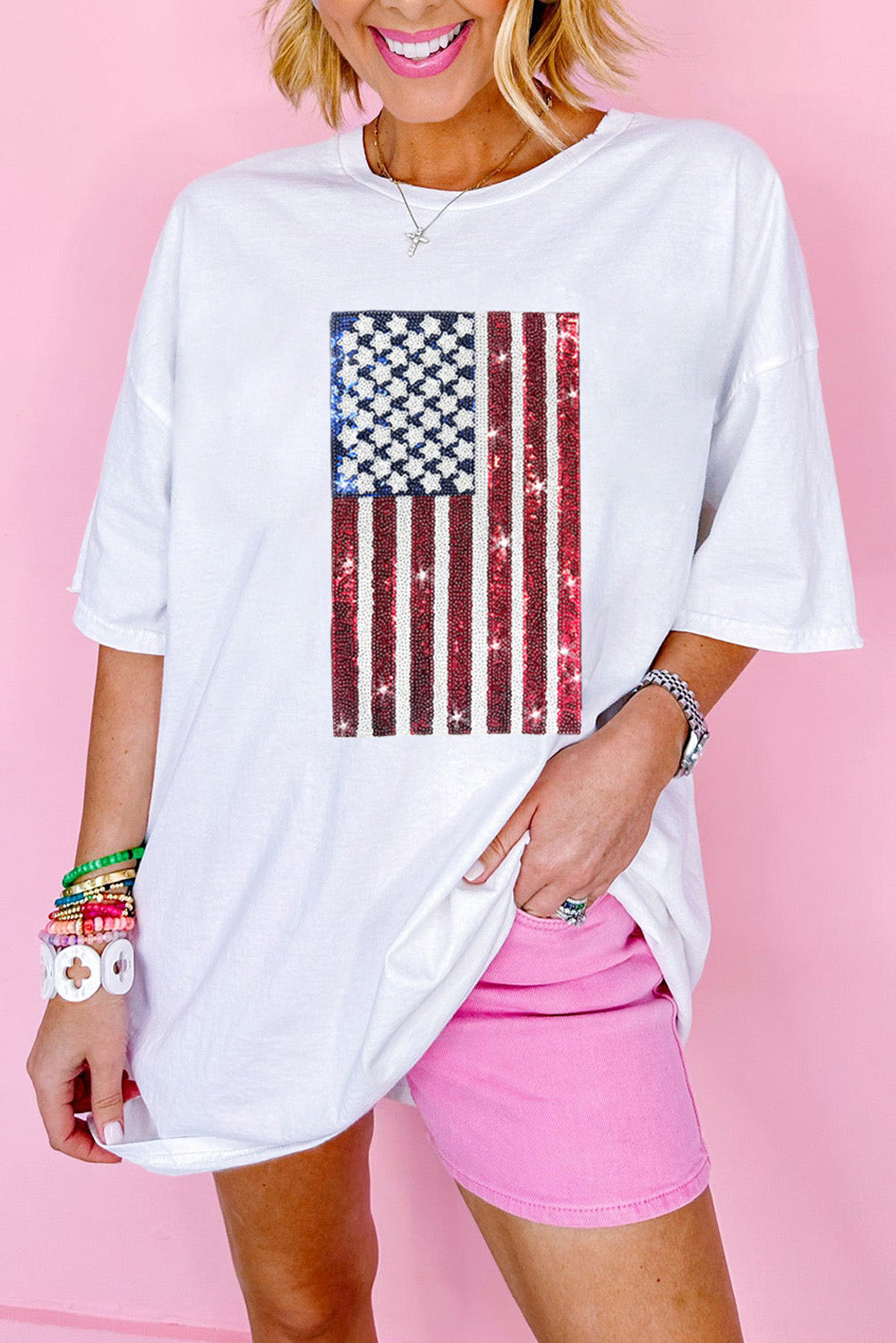 White SUMMER FOREVER Flower Graphic T Shirt
