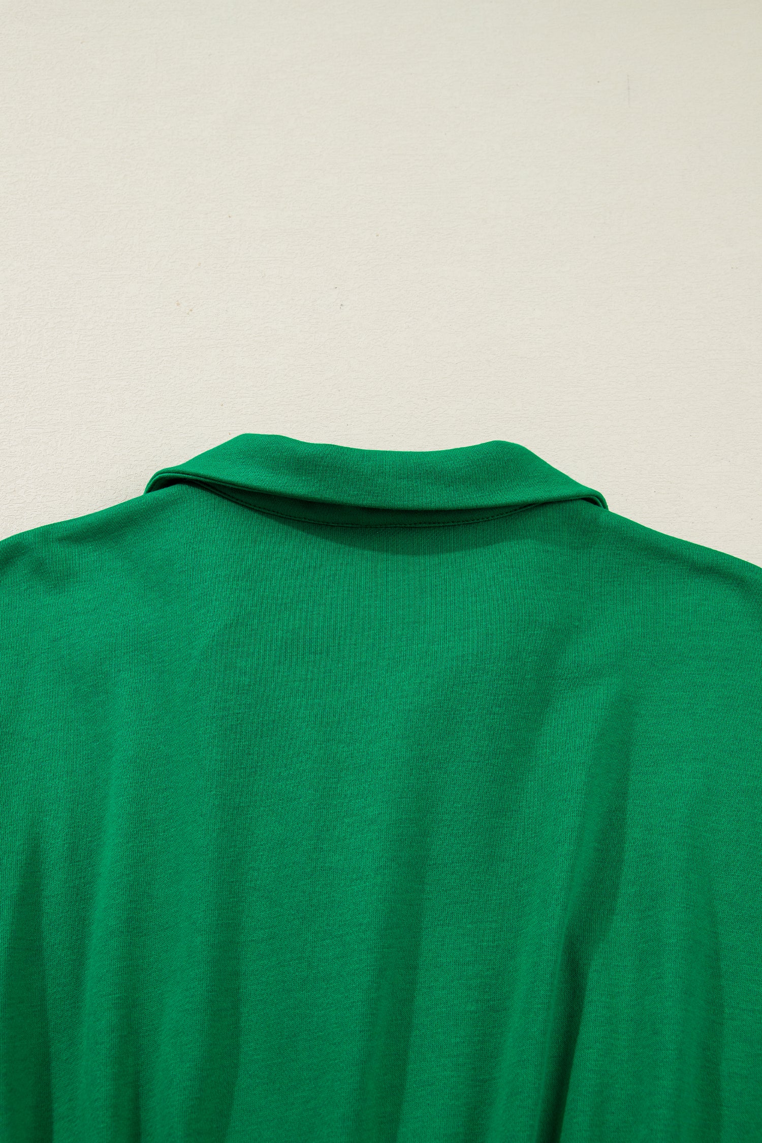 Bright Green Contrast Patchwork Half Zip Elastic Waist Short Sleeve Mini Dress
