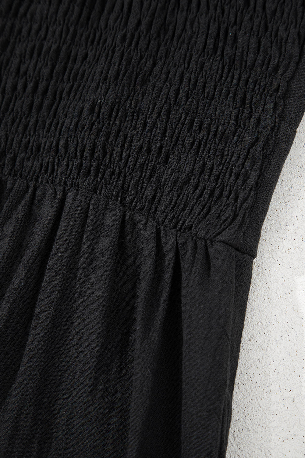 Black Front Cut Out Smocked Back Sleeveless Wide Leg Jumpsuit