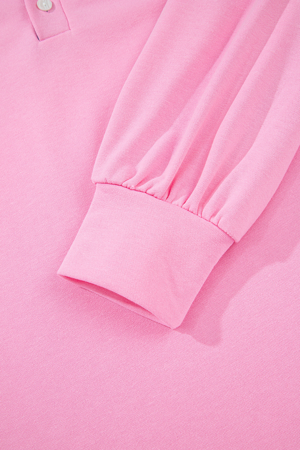 Bonbon Button Striped Collar Patchwork Puff Sleeve Sweatshirt