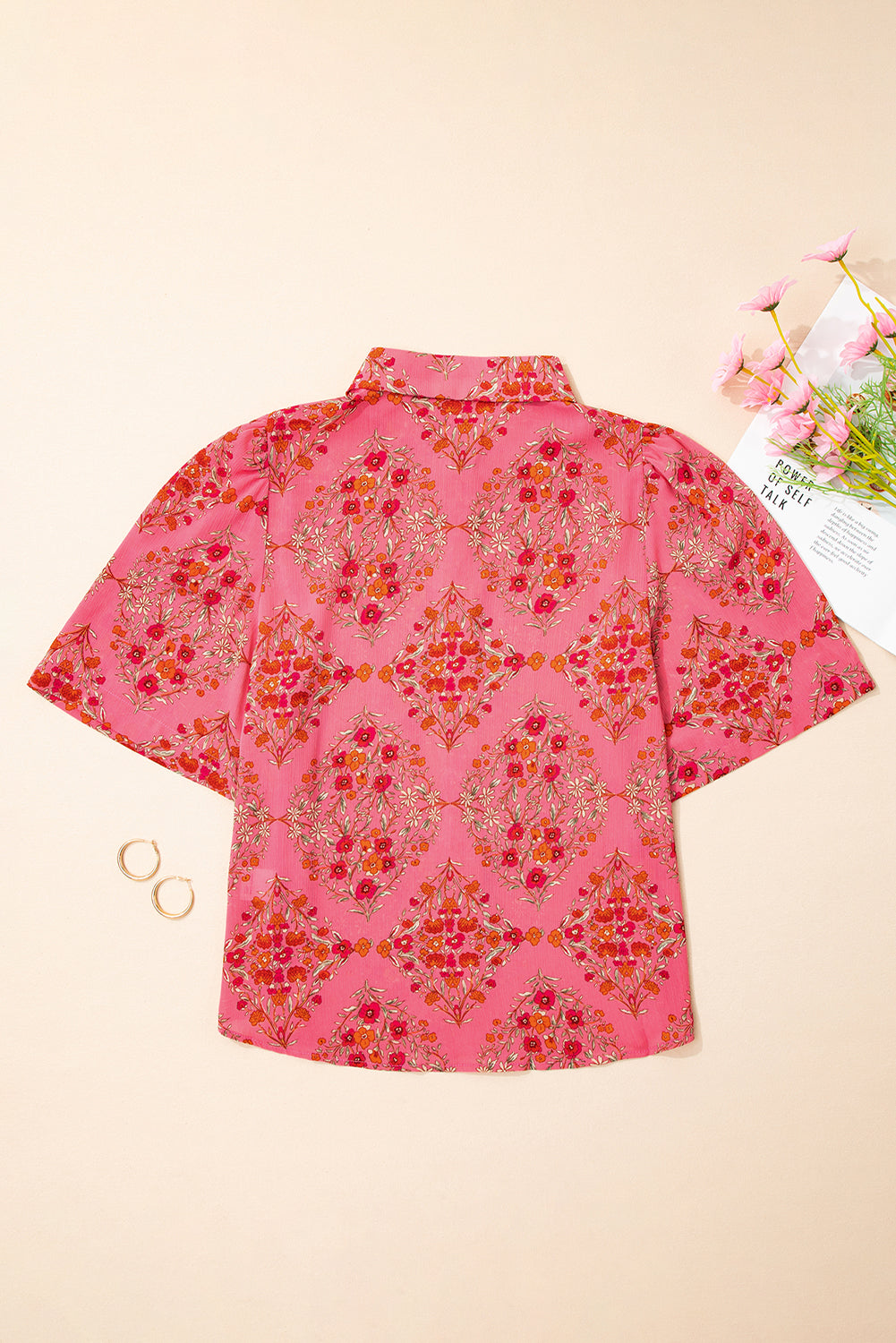 Black Strawberry Aesthetic Floral Puff Sleeve Shirt