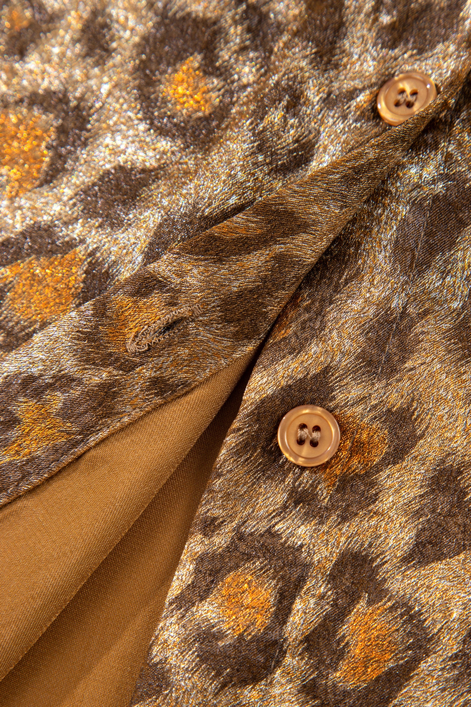 Gold Metallic Leopard Short Sleeve Casual Shirt