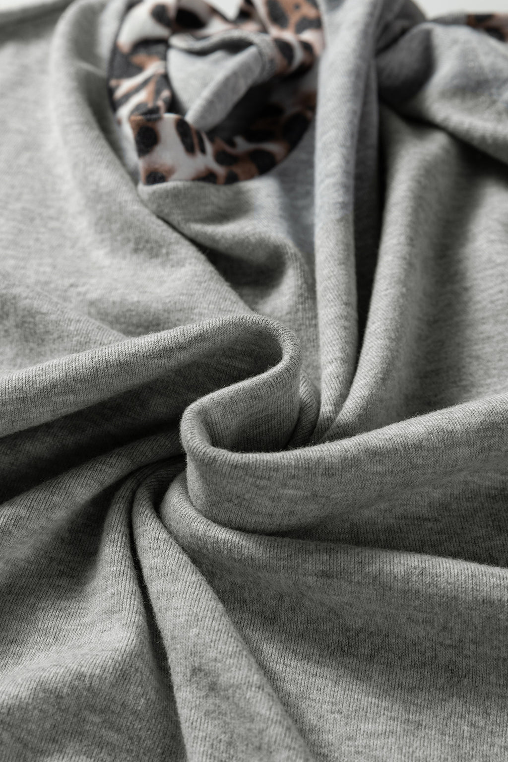 Gray Plus Size Leopard Color Block Patchwork Dolman Sweatshirt