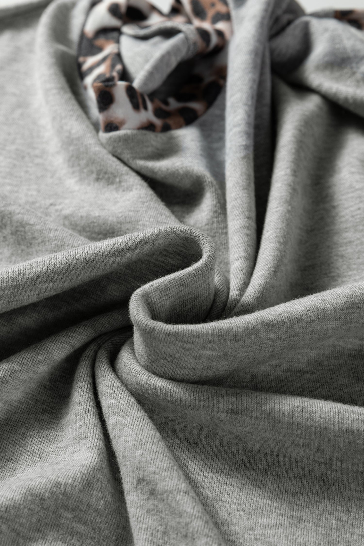 Gray Plus Size Leopard Color Block Patchwork Dolman Sweatshirt