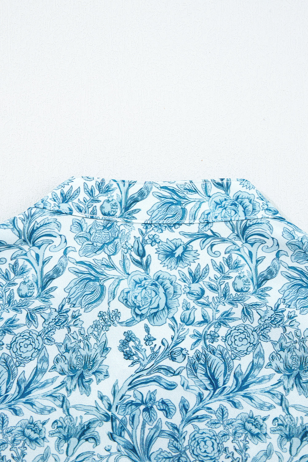 Sky Blue All Over Floral Puff Sleeve Shirt