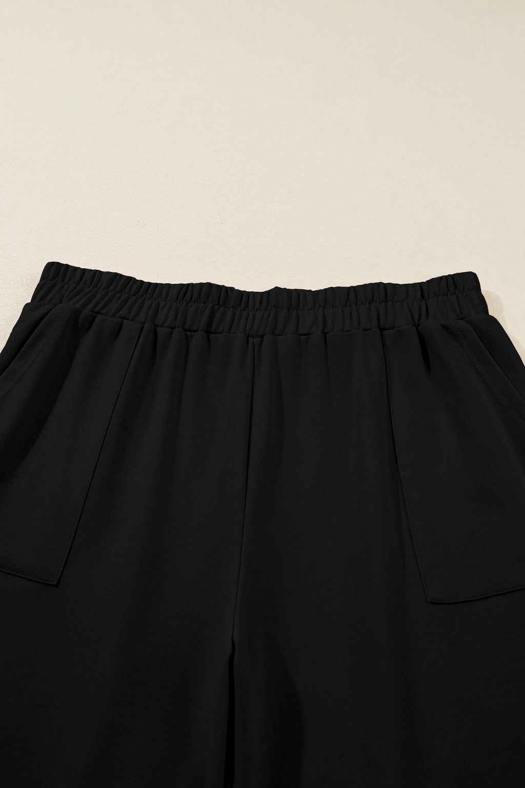 Sail Blue Plus Size Elastic Waist Asymmetrical Hem Loose Capris Pants