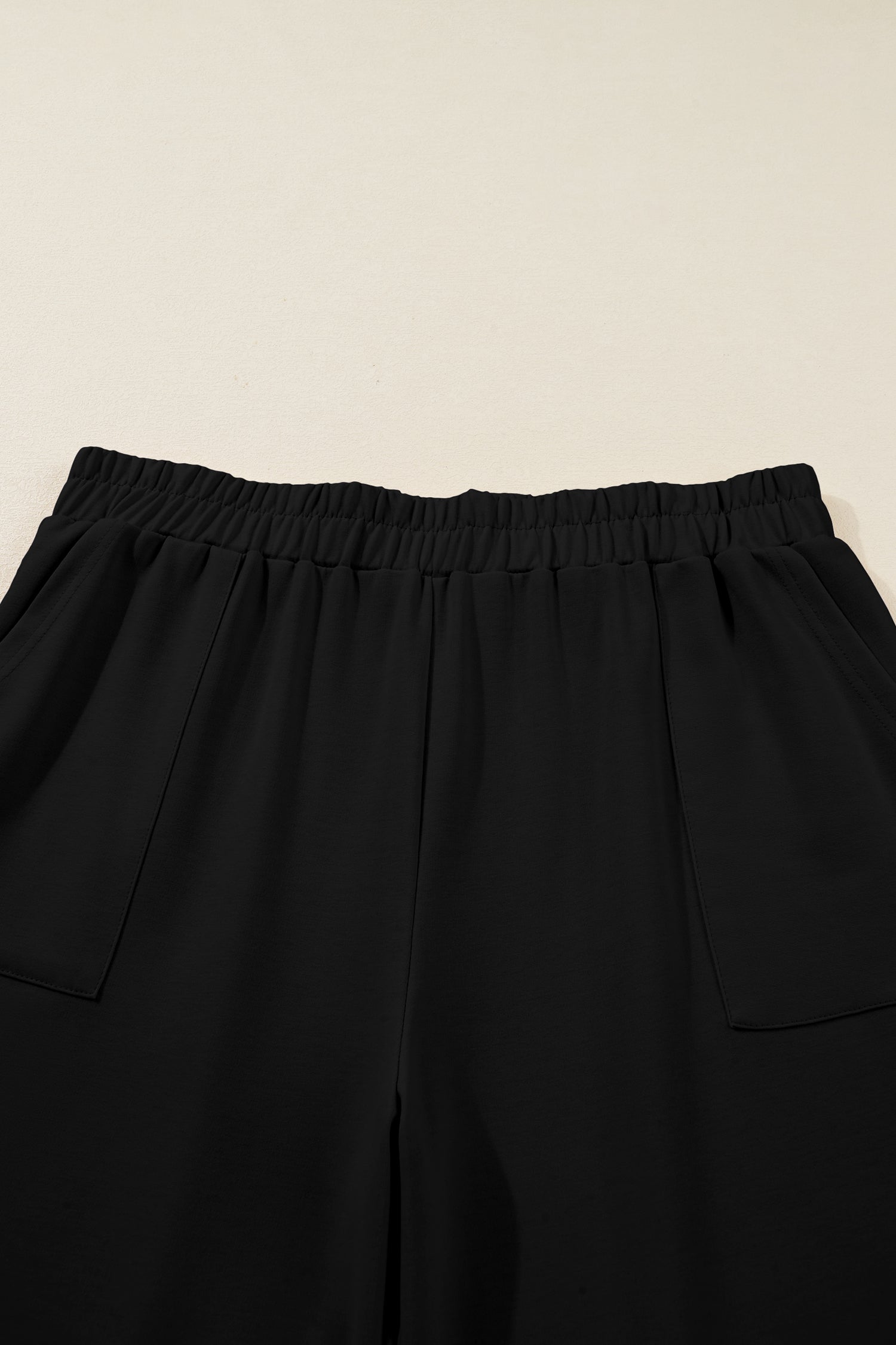 Sail Blue Plus Size Elastic Waist Asymmetrical Hem Loose Capris Pants