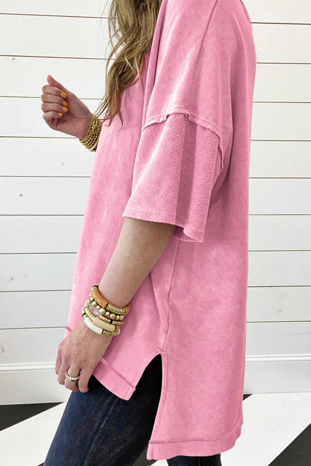 Orchid Petal Mineral Wash Drop Shoulder Pullover Sweatshirt