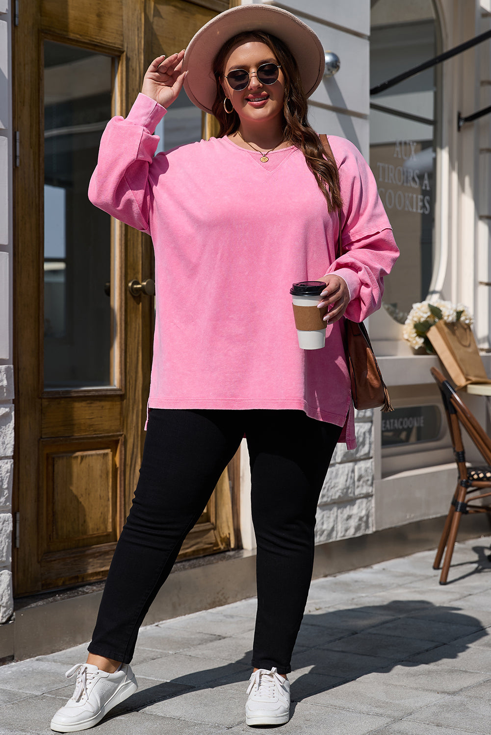 Orchid Petal Mineral Wash Drop Shoulder Pullover Sweatshirt