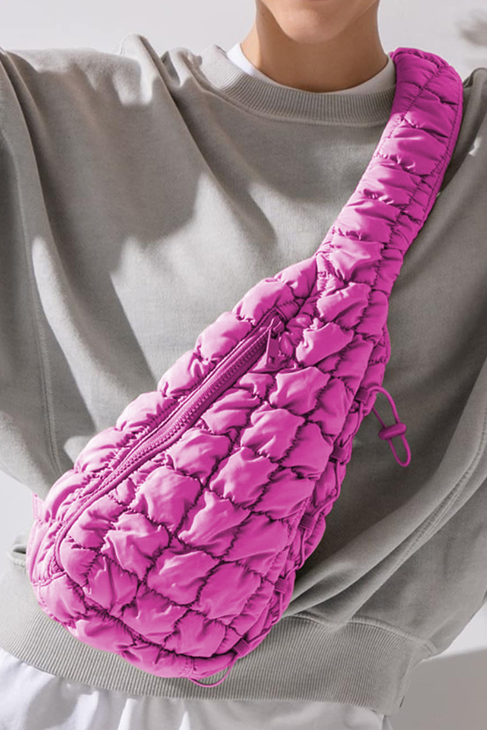 Wisteria Marshmallow Quilted Drawstring Decor Sling Bag