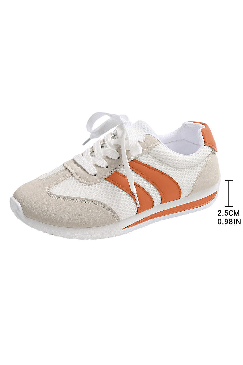 White Color Block Patchwork Breathable Lace-up Sneakers