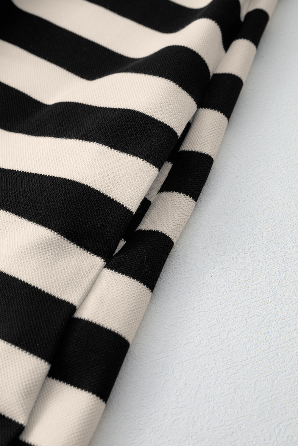 Khaki Stripe Collared V Neck Long Sleeve Loose Casual Dress