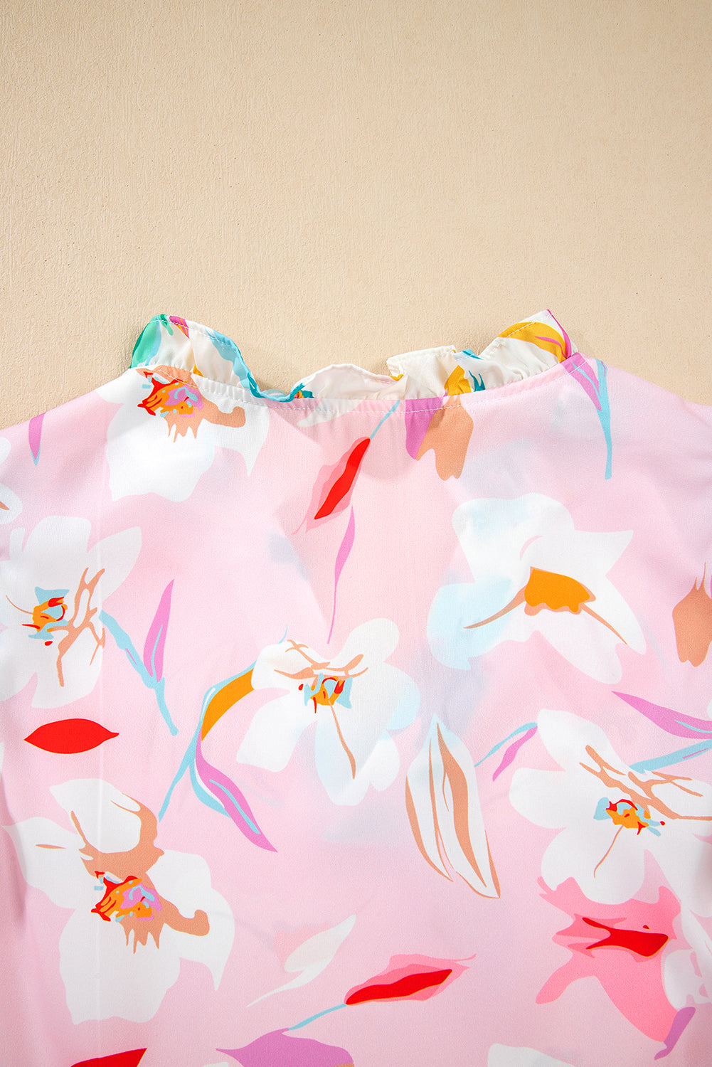 Pink Floral Print Knotted Shoulder Smocked Maxi Dress