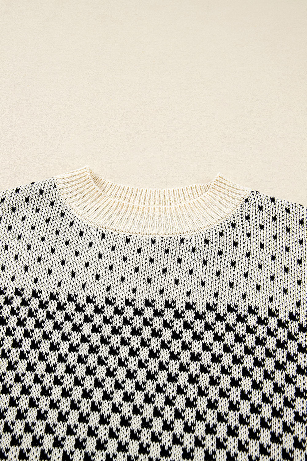 Red Contrast Color Pattern Lantern Sleeve Sweater