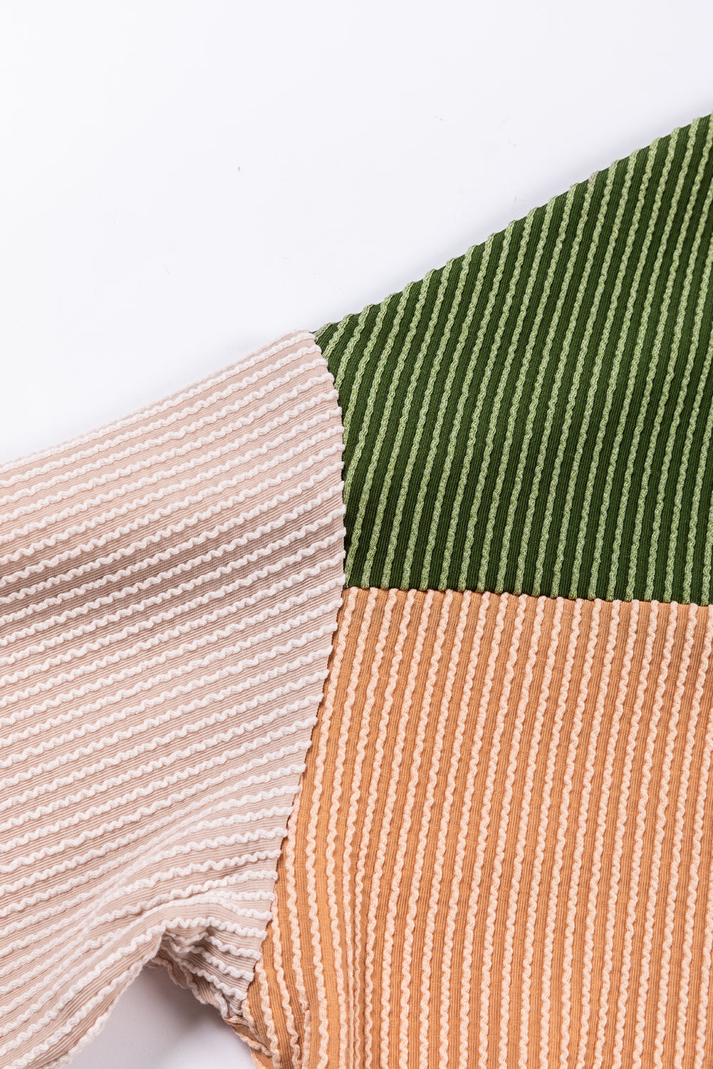 Pale Chestnut Color Block Corded Long Sleeve Top