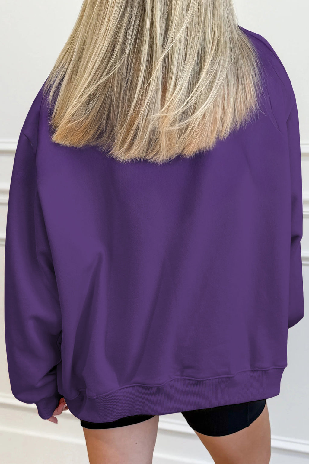 Bright Pink Oversize Blessed Embroidered Mock Neck Sweatshirt
