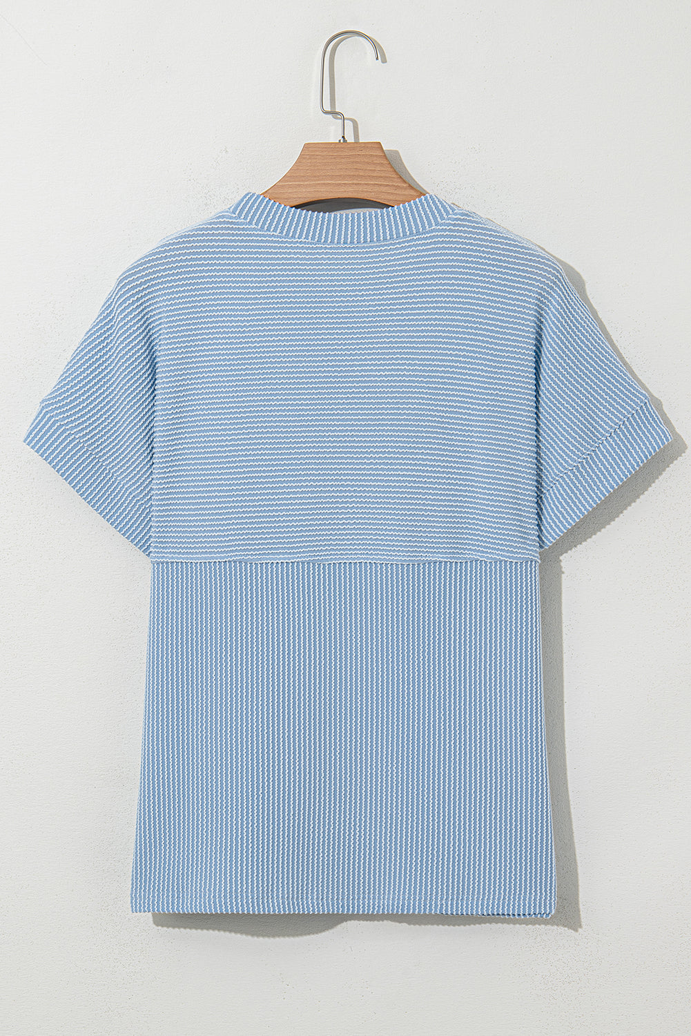 Bright Pink Plain Corded Knit Mock Neck T Shirt