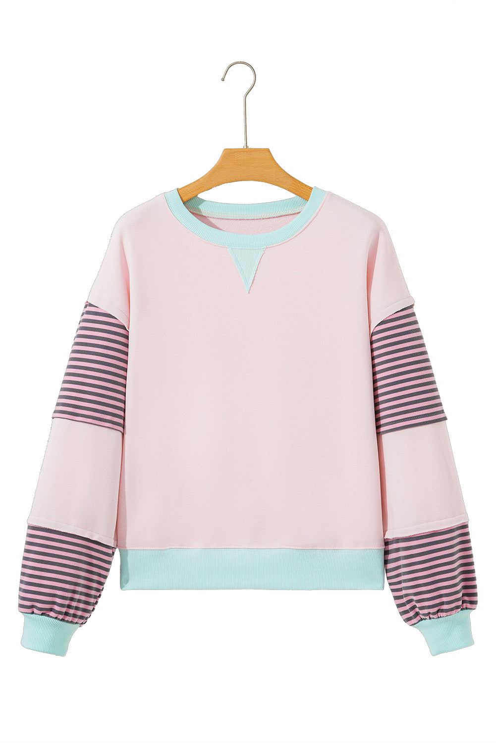 Jet Stream Striped Colorblock Patchwork Drop Shoulder Sweatshirt