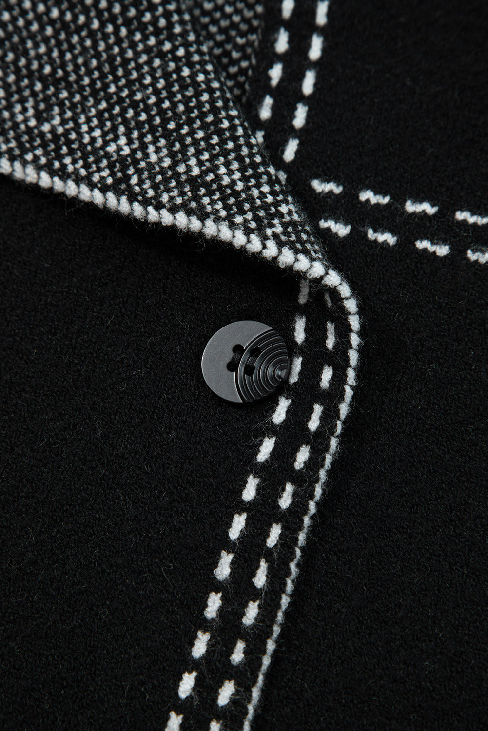 Black Contrast Trim Button up Sweater Cardigan