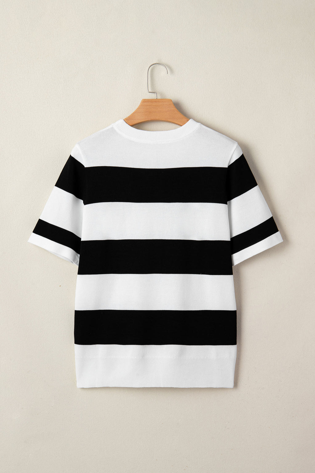 Pink Stripe Colorblock Striped Knitted T shirt