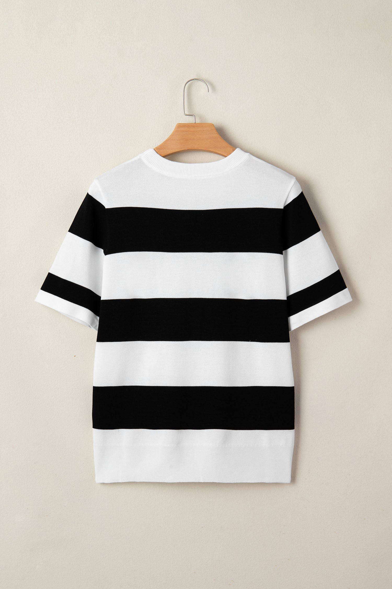 Pink Stripe Colorblock Striped Knitted T shirt
