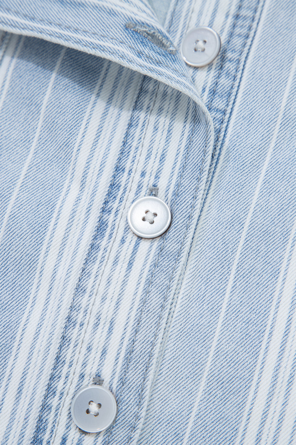 Sky Blue Stripe Boyfriend Chest Pocket Classic Denim Shacket