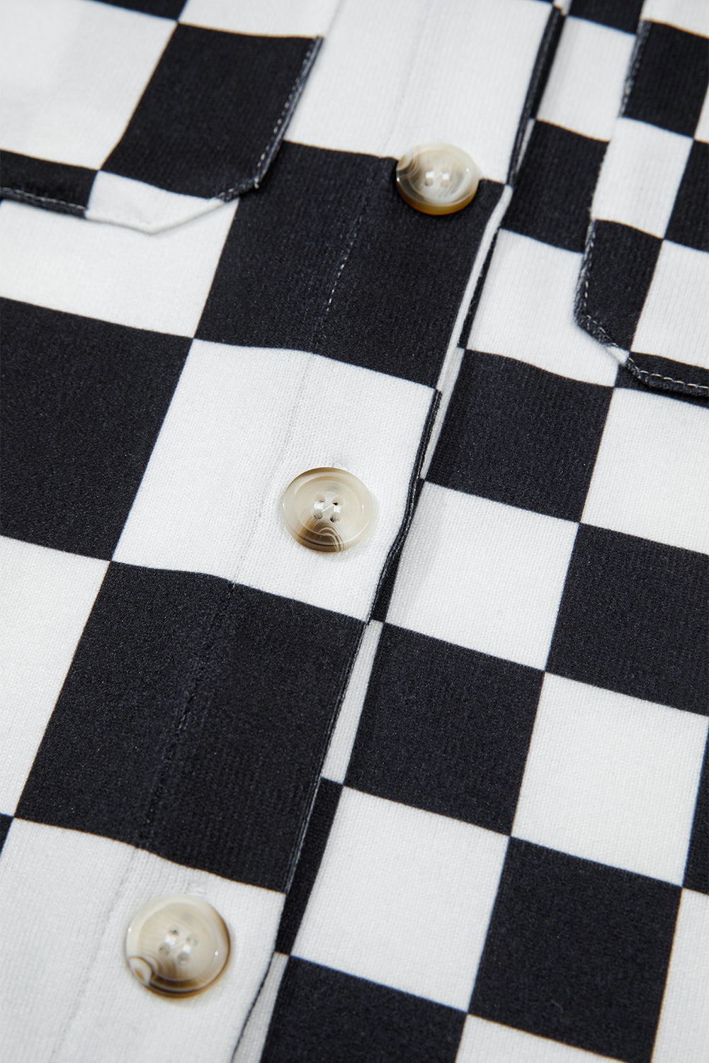 Khaki Checkerboard Flap Pocket Button Front Shacket