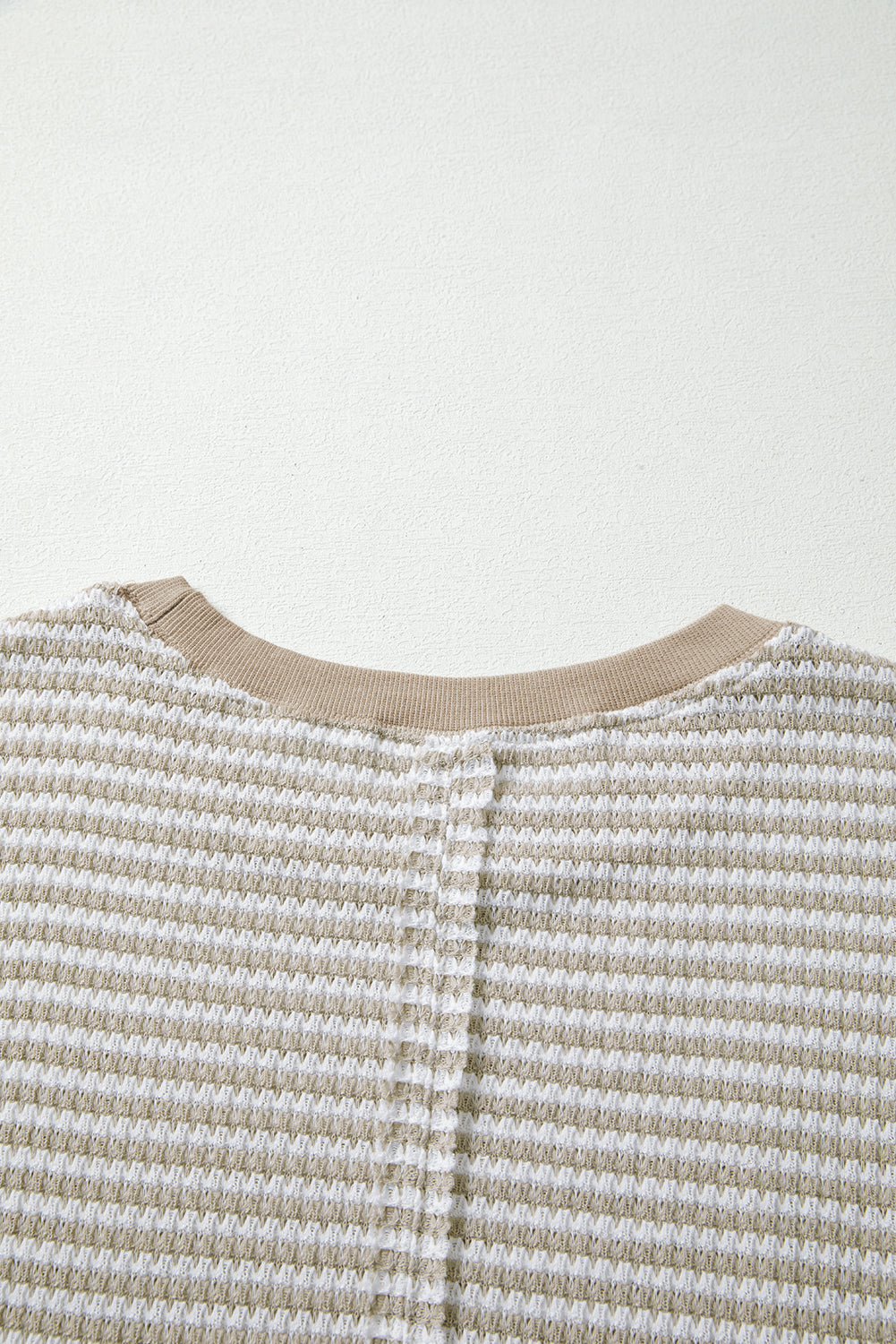 Red Stripe Ribbed Trim Drop Shoulder Long Sleeve Oversize Top
