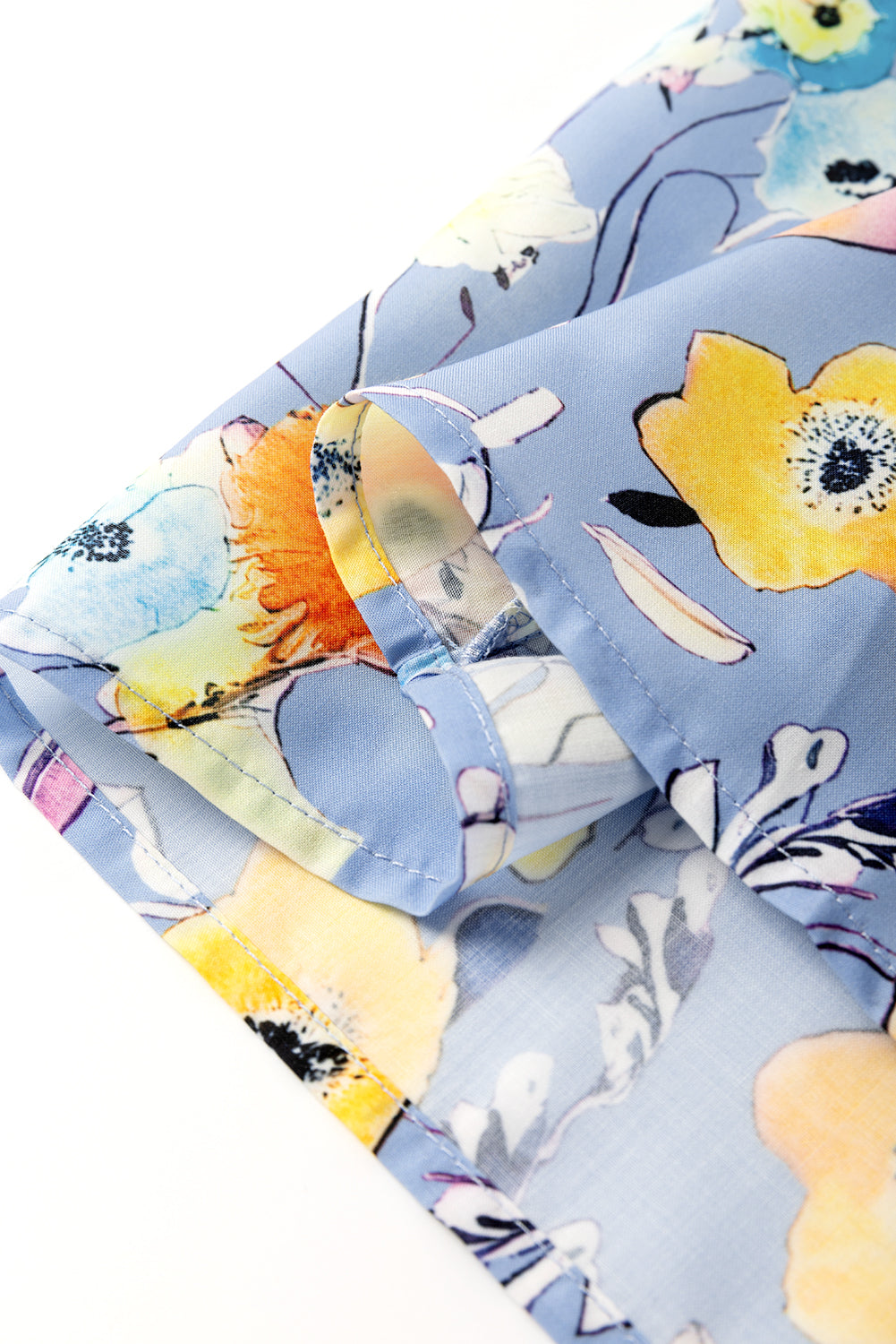 Pink Flutter Sleeve V Neck Floral Top