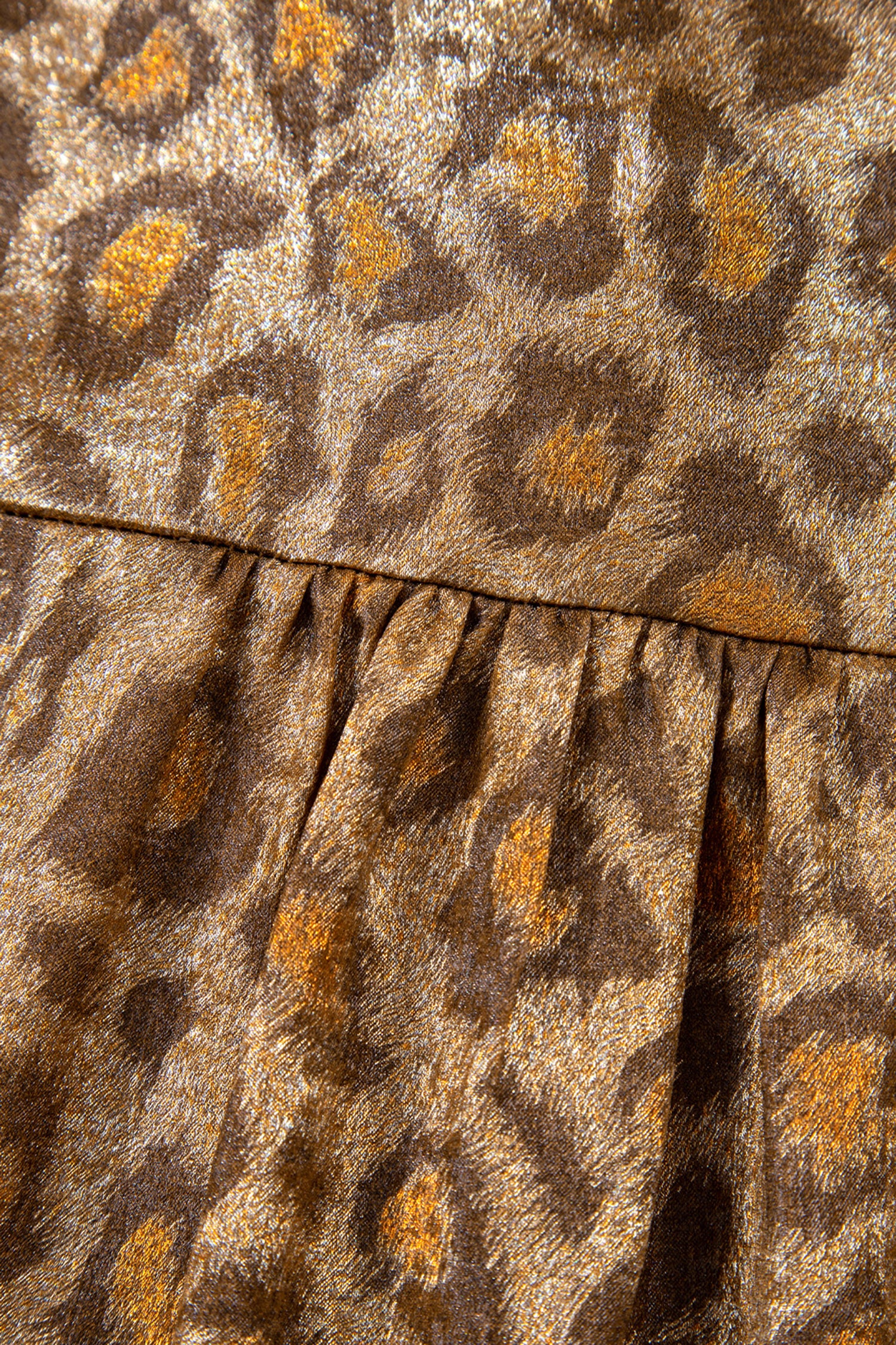 Gold Metallic Leopard Short Sleeve Casual Shirt