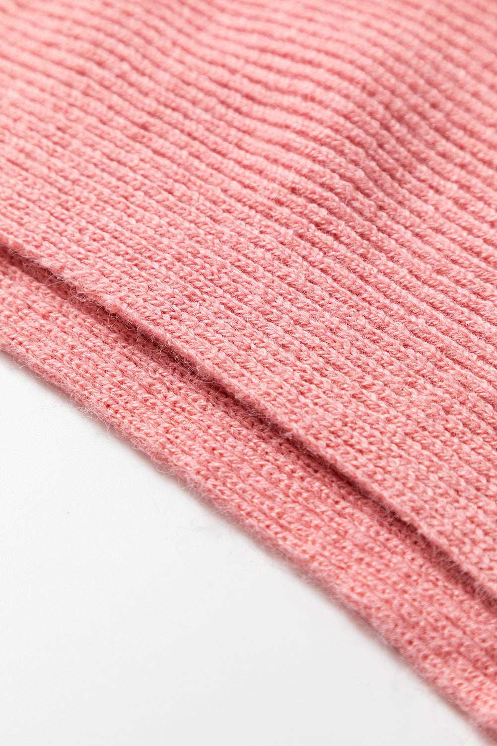 Light Pink Ribbed Knit Half Sleeve Plus Size Poncho Style Sweater
