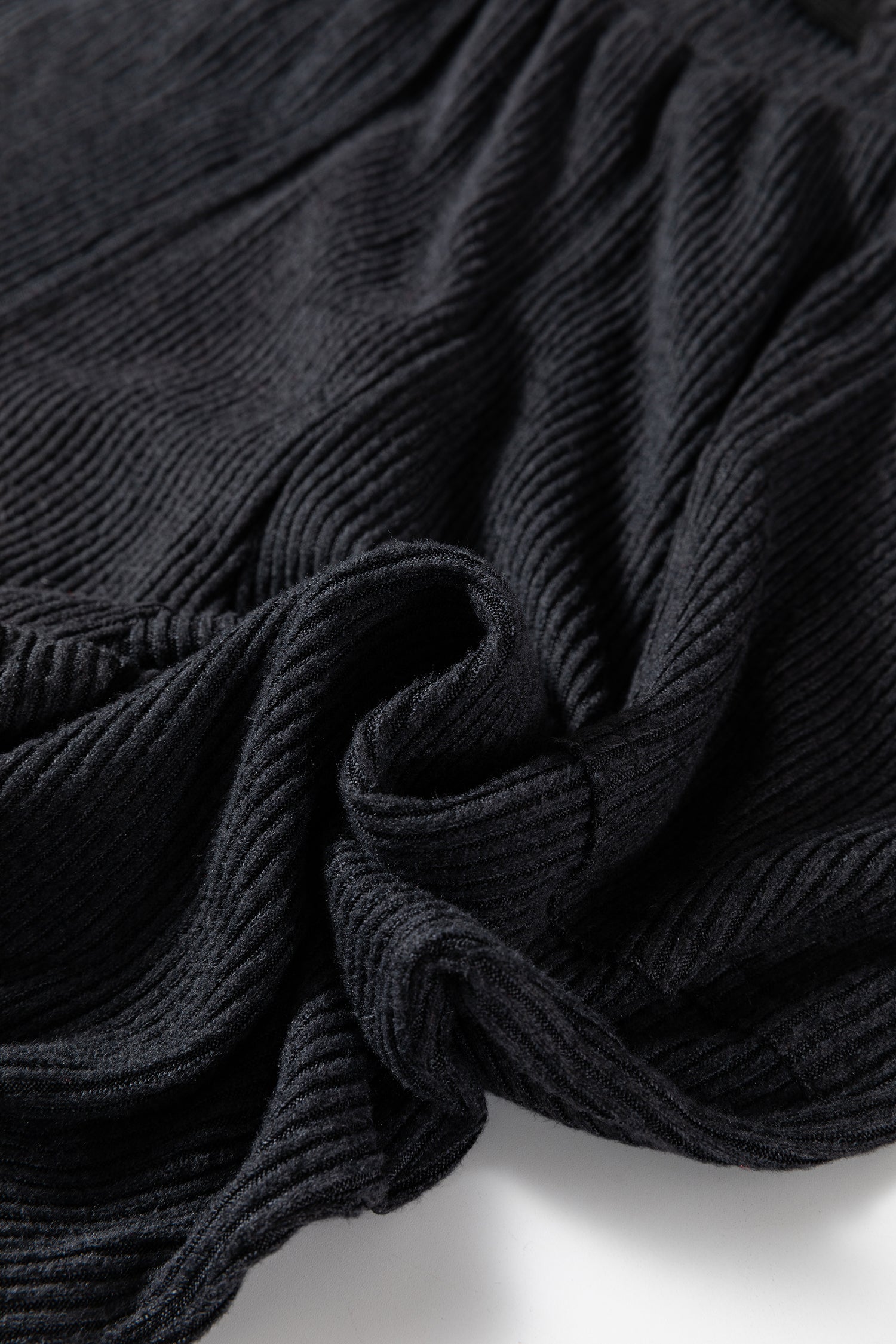Black Ribbed Drawstring Active Jogger Pants