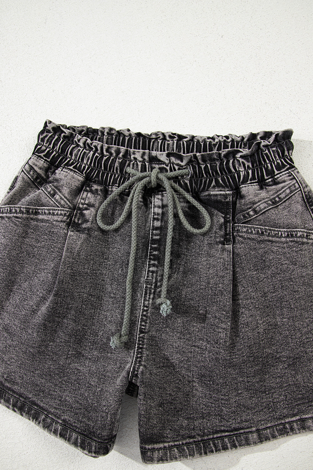 Ashleigh Blue Drawstring Elastic Waistband Casual Denim Shorts with Pockets