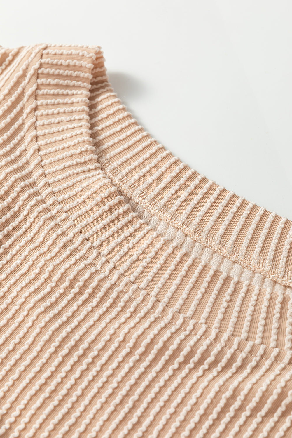 Pale Chestnut Color Block Corded Long Sleeve Top