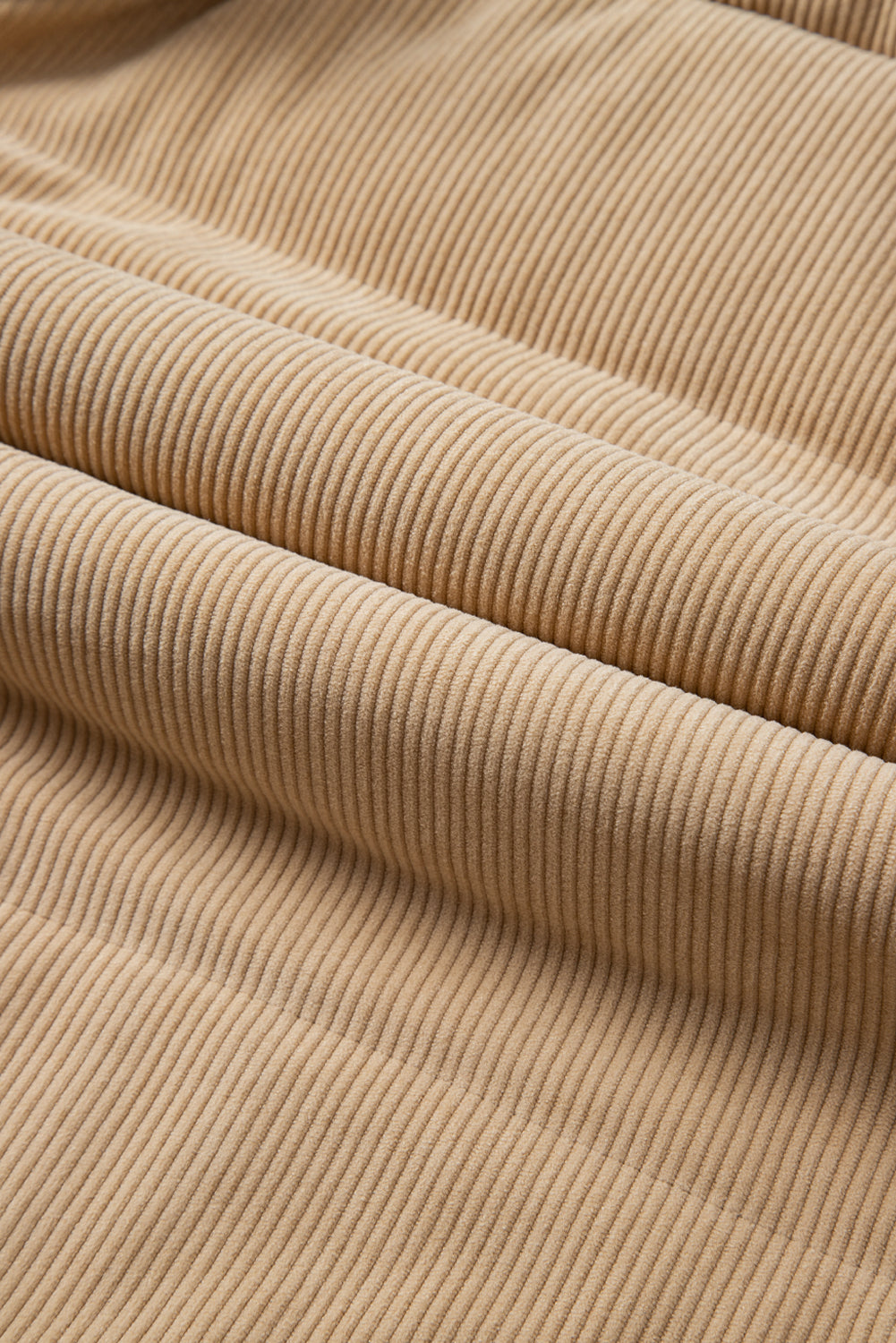 Beige Corduroy Stand Neck Zipped Puffer Vest