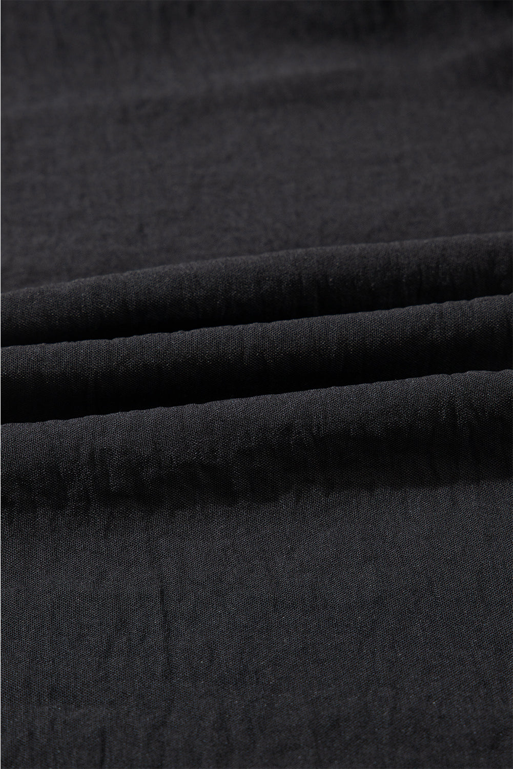 Black Flounce Sleeve Pleated Textured Blouse