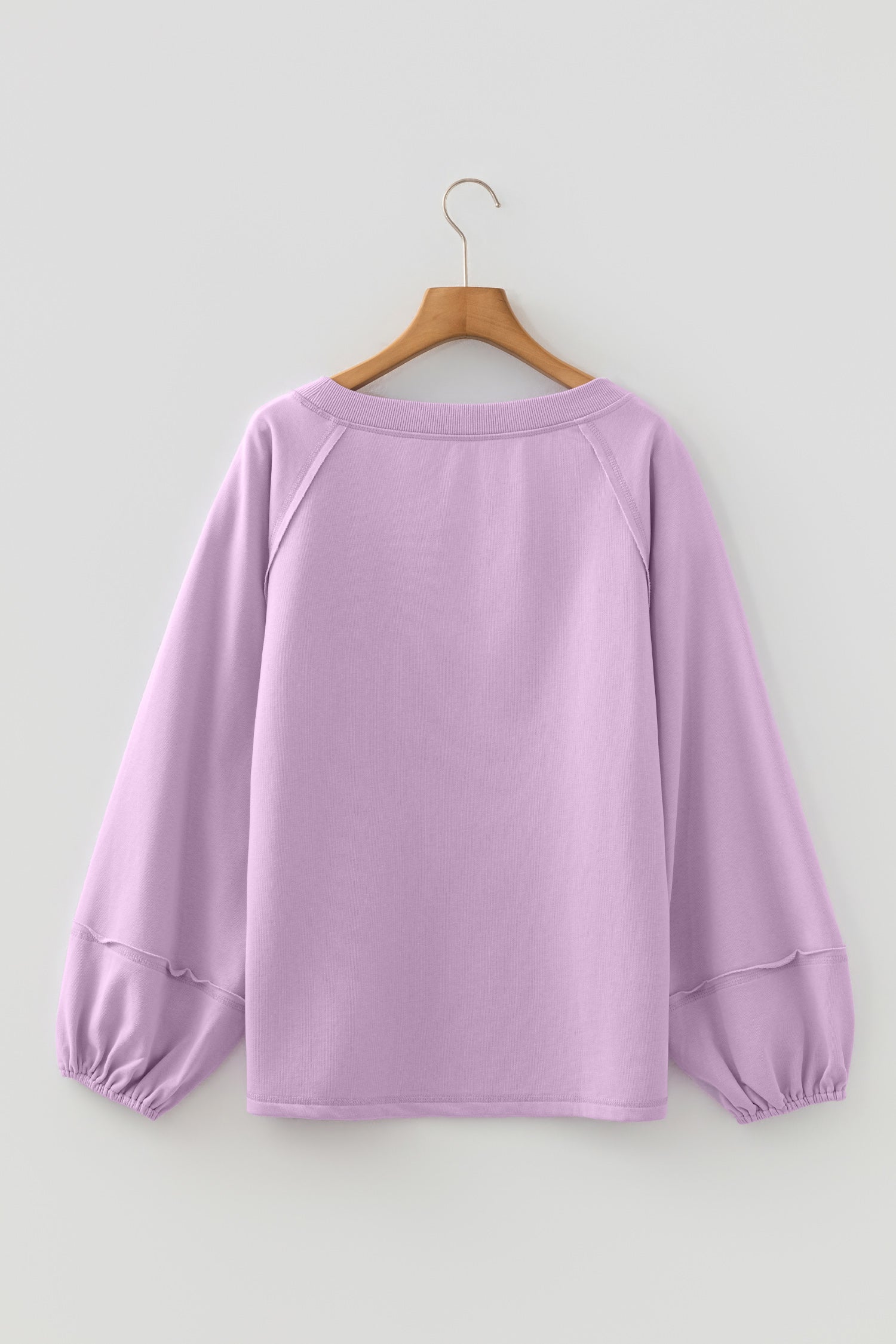 Beige Solid Color Raw Seam Patchwork Baggy Sweatshirt